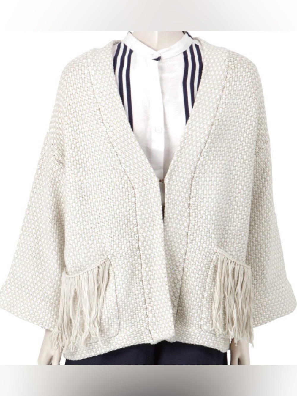 Apiece Apart 100% Cotton Caldera Fringe Pocket Cardigan Sz SX